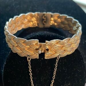 Napier Gold Woven Cuff Bracelet with Hinged Opening